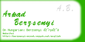 arpad berzsenyi business card